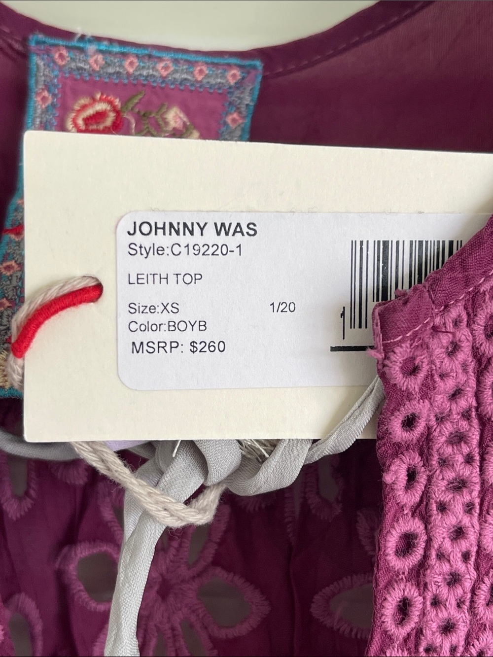 Johnny Was Raspberry Pink Embroidered Tunic - Picture 3 of 6